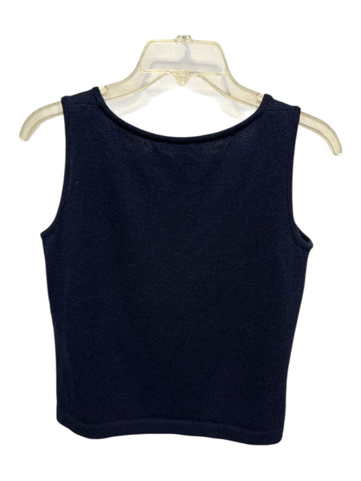 St. John Size P Navy Sleeveless Knit Top Navy / P