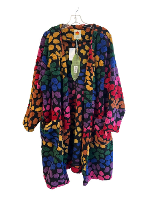 Farm Rio Size Medium Black & Multi Color Polyester Blend Heart Long Sleeve Coat Black & Multi Color / Medium