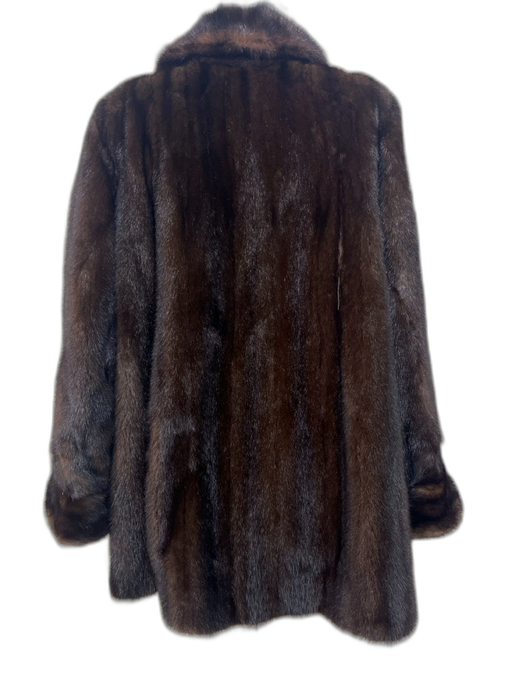 No Brand Dark Brown Mink Panel Detail Mid Length Jacket Coat Fur Dark Brown / Est Size M