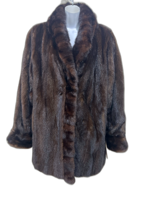 No Brand Dark Brown Mink Panel Detail Mid Length Jacket Coat Fur Dark Brown / Est Size M