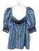 Faherty Size S Blue & Green Cotton Seersucker Stripe Smocked Top Blue & Green / S