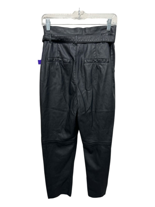 Free People Size 4 Black PU leather High Rise Paperbag Waist Sash Tapered Pants Black / 4