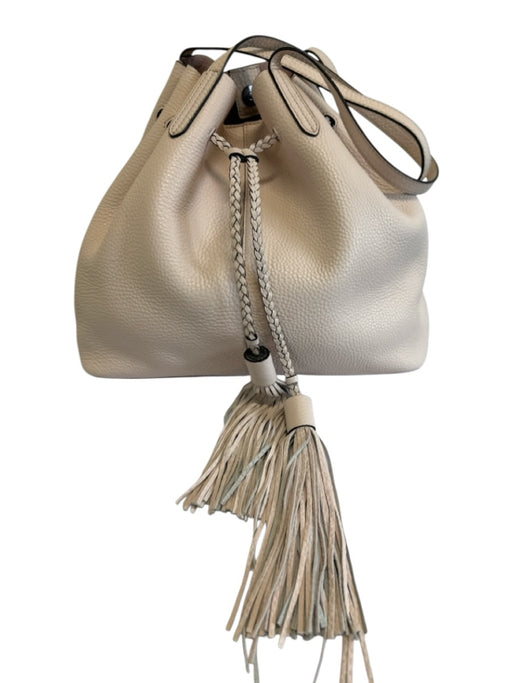 Rebecca Minkoff Blush Pink Leather Tassel Braided Shoulder Strap Bucket Bag Blush Pink / Large
