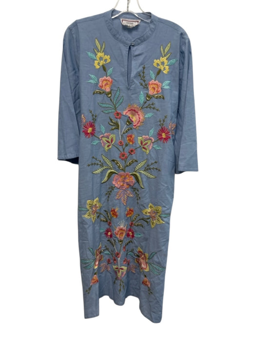 Johnny Was Size XS Blue, Pink, Green Cotton Half Sleeve Floral Embroidery Dress Blue, Pink, Green / XS