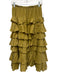 Zara Size Small Chartreuse Yellow Viscose Blend Elastic Waist Tiered Maxi Skirt Chartreuse Yellow / Small