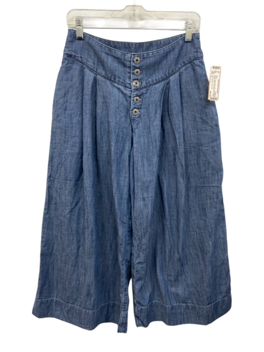 Pilcro and the Letterpress Size 4 Blue Cotton Blend Pleated Button Front Pants Blue / 4