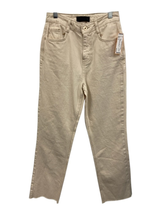 Zara Size 2 Cream White Cotton Denim High Rise Straight Leg Jeans Cream White / 2