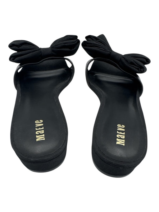 Maeve Shoe Size 7 Black leather sole Textile Upper Bow Open Toe Slide Sandals Black / 7