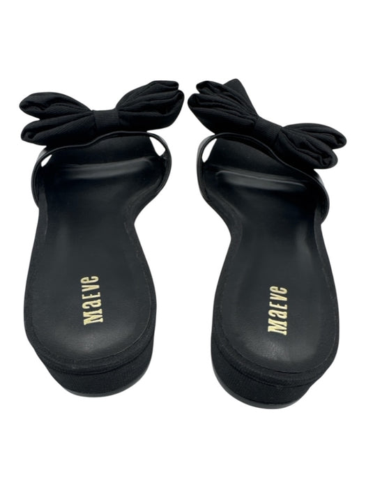 Maeve Shoe Size 7 Black leather sole Textile Upper Bow Open Toe Slide Sandals Black / 7