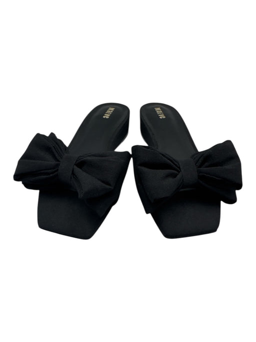 Maeve Shoe Size 7 Black leather sole Textile Upper Bow Open Toe Slide Sandals Black / 7