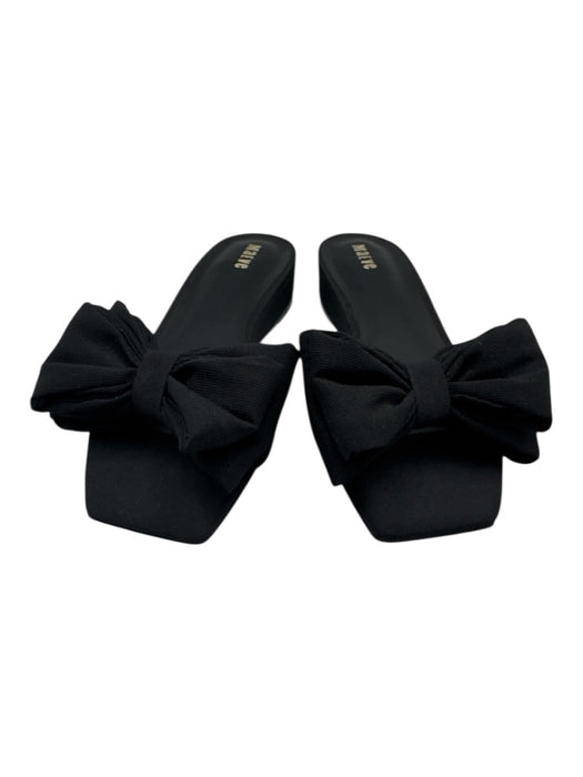 Maeve Shoe Size 7 Black leather sole Textile Upper Bow Open Toe Slide Sandals Black / 7