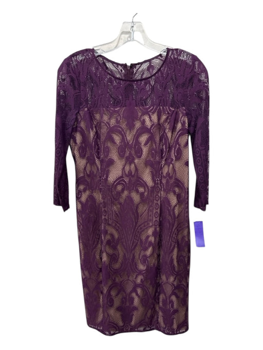 Adriana Papell Size 6P Purple & Tan Nylon & Polyester Lace Overlay Shift Dress Purple & Tan / 6P