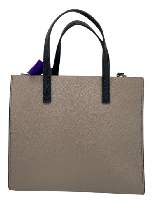 Marc Jacobs Taupe, Cream, Black Pebbled Leather Zip Close Colorblock Padlock Bag Taupe, Cream, Black / Small