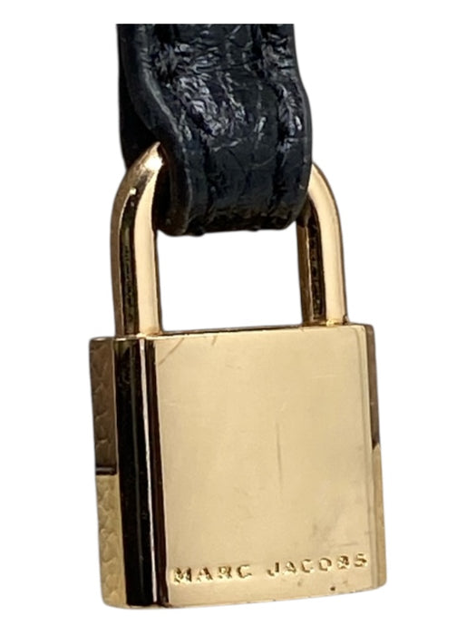 Marc Jacobs Taupe, Cream, Black Pebbled Leather Zip Close Colorblock Padlock Bag Taupe, Cream, Black / Small