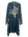 Johnny Was Size Large Teal & Multi Silk floral print Button Down Belted Dress Teal & Multi / Large