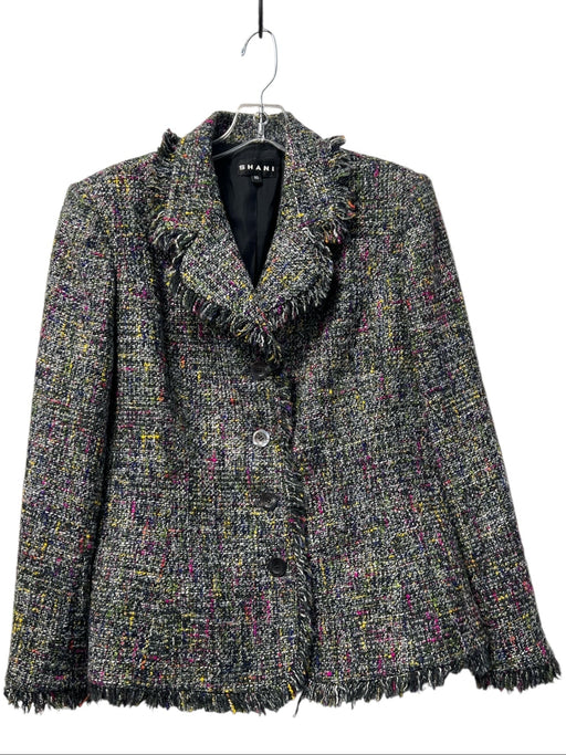 Shani Size 16 Purple Multi Acrylic Blend Long Sleeve Button Front Lapel Set Purple Multi / 16