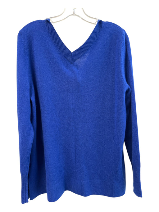 Halogen Size XL Blue 100% Cashmere Knit V Neck V Back Long Sleeve Sweater Blue / XL