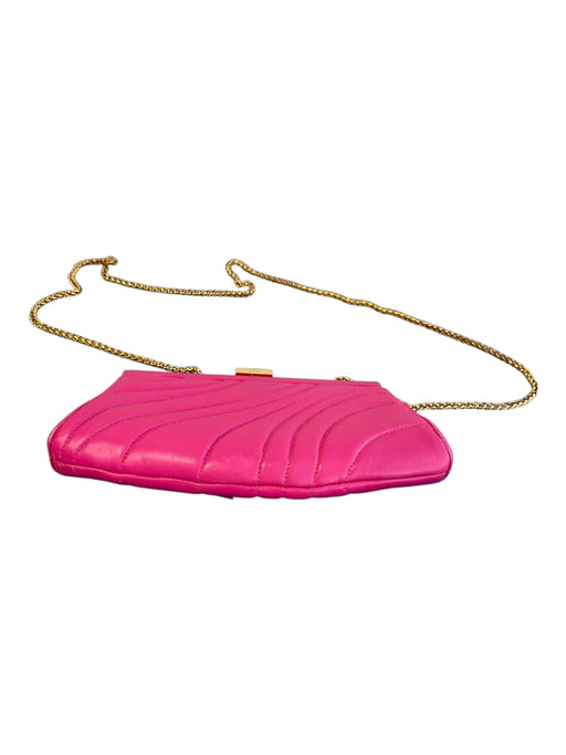 Rodo Pink Quilted Leather Gold Hardware Crossbody Chain Clutch Purse Pink / Mini