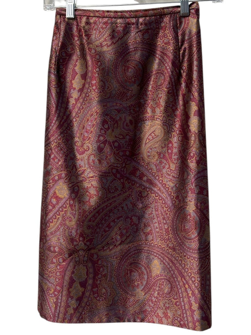 Kay Unger Size 14 Burgundy Silk & Rayon Square Neck Velvet Accents Paisley Set Burgundy / 14