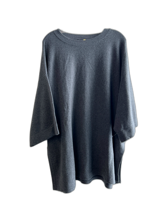 Eileen Fisher Size M Dark Gray Wool 3/4 Sleeve Wide Crew Neck Sweater Dark Gray / M