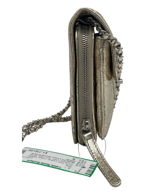 Chanel Gold Leather Crinkle Metallic Crossbody Chain Turn Clasp Bag Gold / S