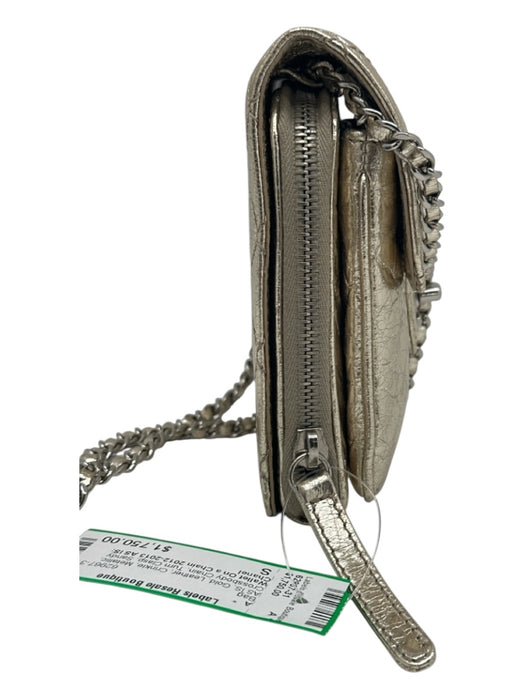 Chanel Gold Leather Crinkle Metallic Crossbody Chain Turn Clasp Bag Gold / S