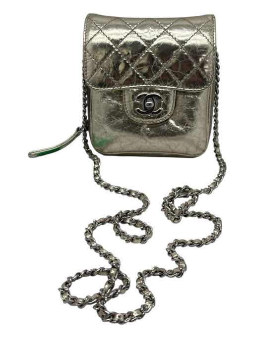 Chanel Gold Leather Crinkle Metallic Crossbody Chain Turn Clasp Bag Gold / S