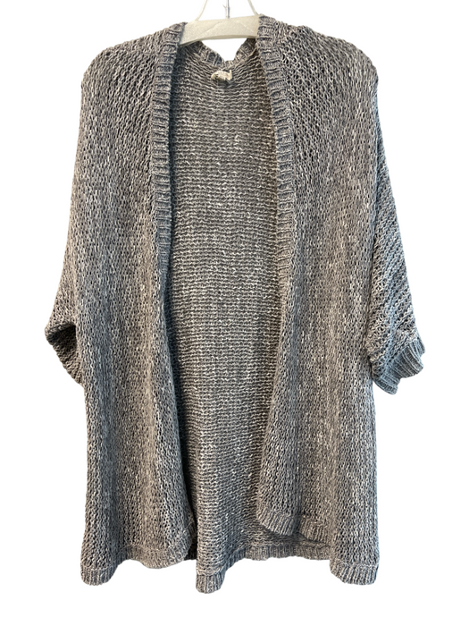 Eileen Fisher Size 1X Gray Cotton & Nylon Open Knit Heathered Cardigan Gray / 1X