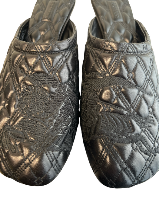 Burberry Shoe Size 38 Black Lambskin Leather Diamond Quilted Kitten Heel Shoes Black / 38