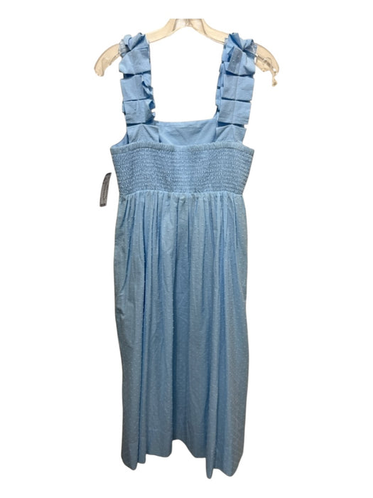 Lake Size S Baby Blue Cotton Sleeveless Pique Smock Back Ruffle Straps Dress Baby Blue / S