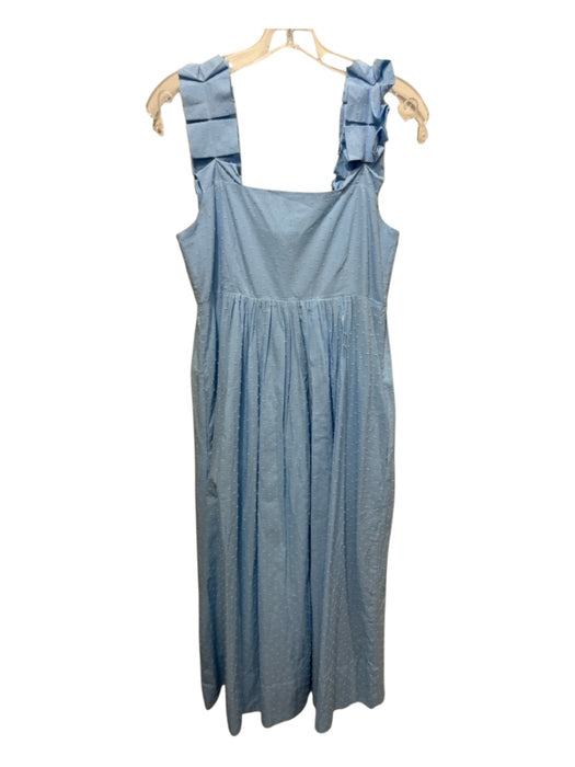Lake Size S Baby Blue Cotton Sleeveless Pique Smock Back Ruffle Straps Dress Baby Blue / S