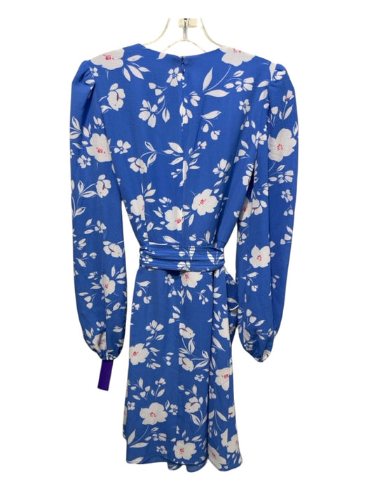 Eliza J Size 2 Blue, White & Pink Polyester Crepe Floral Long Sleeve Dress Blue, White & Pink / 2