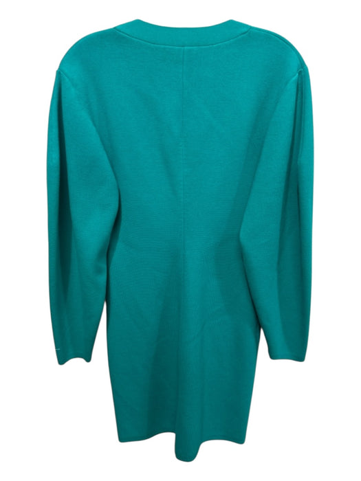 A.L.C. Size Medium Teal Polyester & Viscose V Neck Button Down 3/4 Sleeve Dress Teal / Medium
