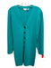 A.L.C. Size Medium Teal Polyester & Viscose V Neck Button Down 3/4 Sleeve Dress Teal / Medium