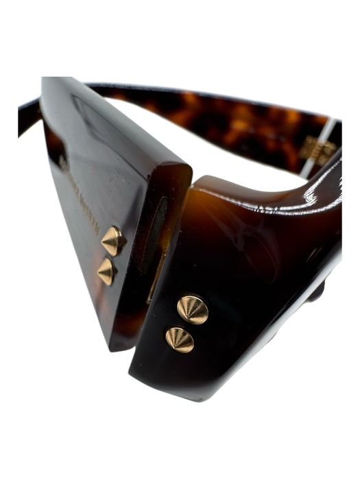 Alexander McQueen Black & Amber Acetate Abstract Round Lens Sunglasses Black & Amber