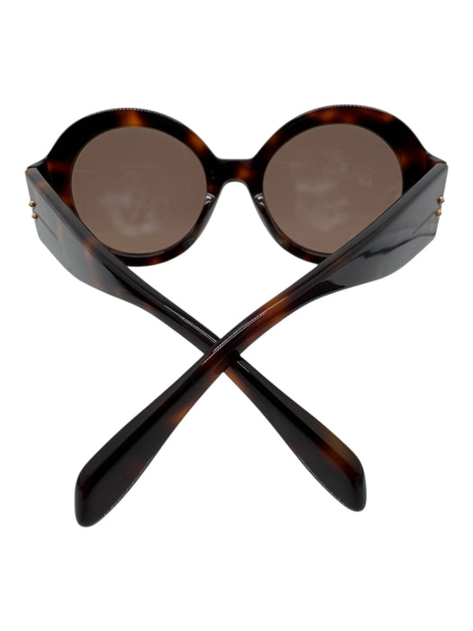 Alexander McQueen Black & Amber Acetate Abstract Round Lens Sunglasses Black & Amber