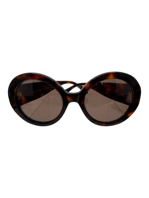 Alexander McQueen Black & Amber Acetate Abstract Round Lens Sunglasses Black & Amber