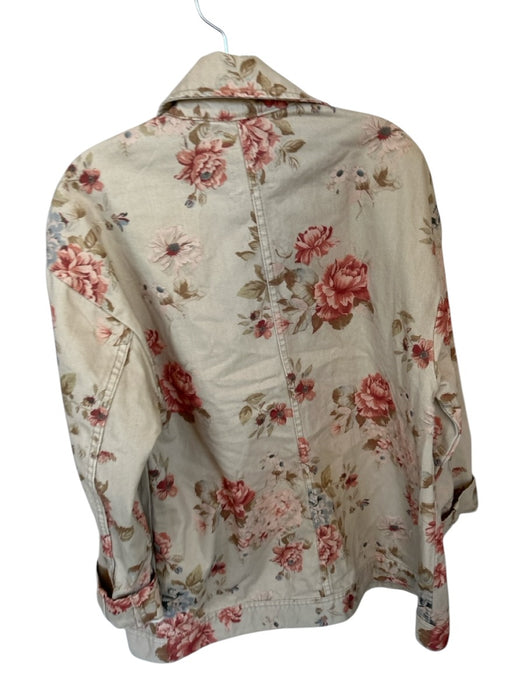 We The Free Size XS Tan & Red Cotton Long Sleeve Flowers Oversized Jacket Tan & Red / XS