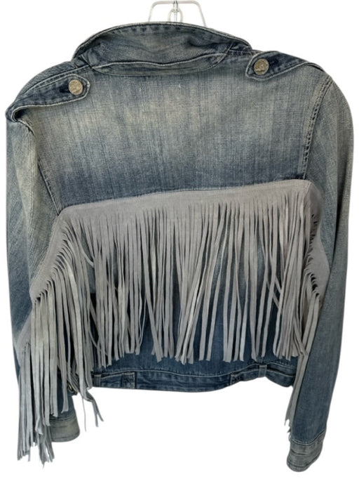 McGuire Size S Dark Wash Cotton Suede Fringe Denim Jacket Dark Wash / S
