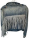 McGuire Size S Dark Wash Cotton Suede Fringe Denim Jacket Dark Wash / S