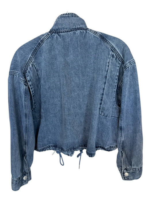 Scotch & Soda Size XS Denim Cotton Blend Button Up Pockets Zipper Bomber Jacket Denim / XS