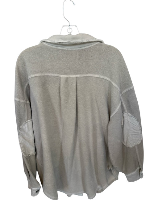 Free People Size S Light Gray Cotton Blend Button Front Patch Detailing Jacket Light Gray / S