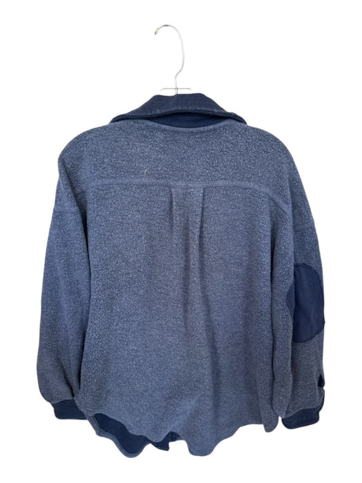 Free People Size XS Navy Cotton Blend Button Front Patch Detailing Jacket Navy / XS