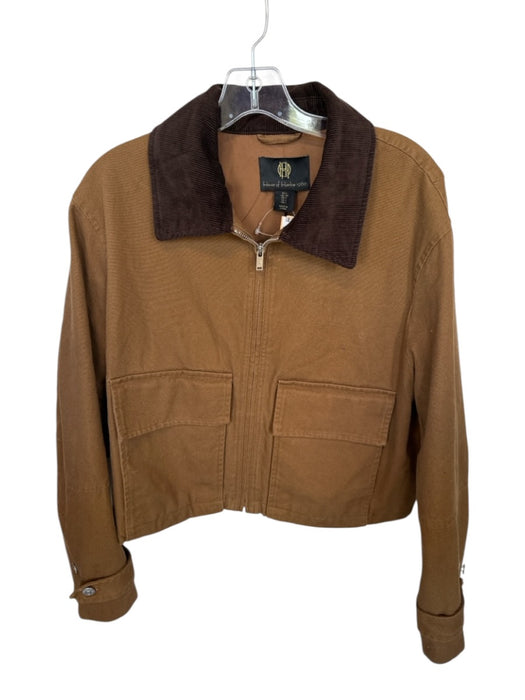 House of Harlow Size S Tan & Brown Polyester Blend Front Zip Collar Jacket Tan & Brown / S