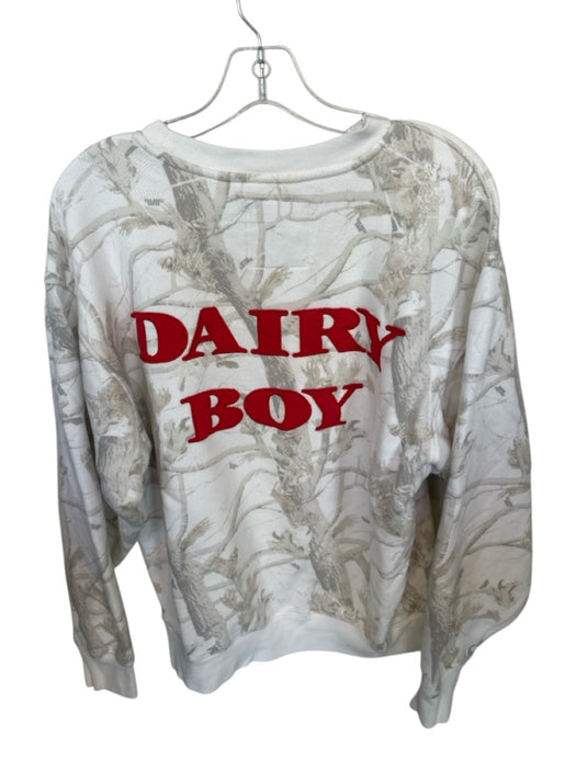 Dairy Boy Size S Camo Cotton Embroidered Logo Crew Neck Red Details Sweatshirt Camo / S