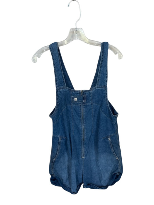 We The Free Size S Dark Wash Cotton Sleeveless Front Zip Button Romper Romper Dark Wash / S