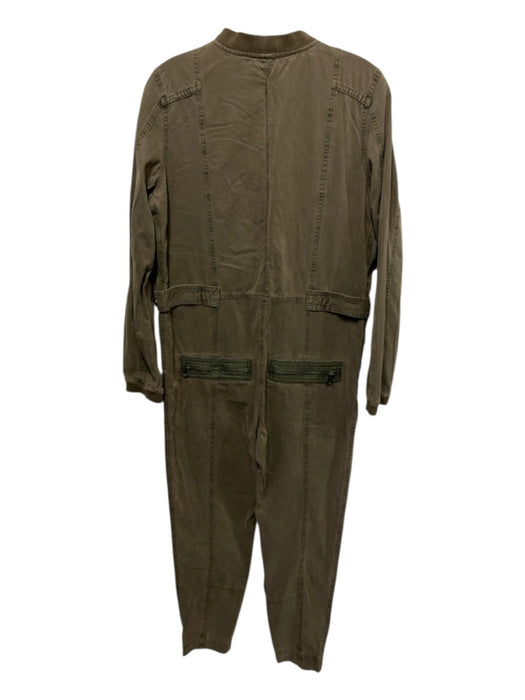 Free People Size 0 Olive Green Cotton Blend Long Sleeve Fabric Block Jumpsuit Olive Green / 0