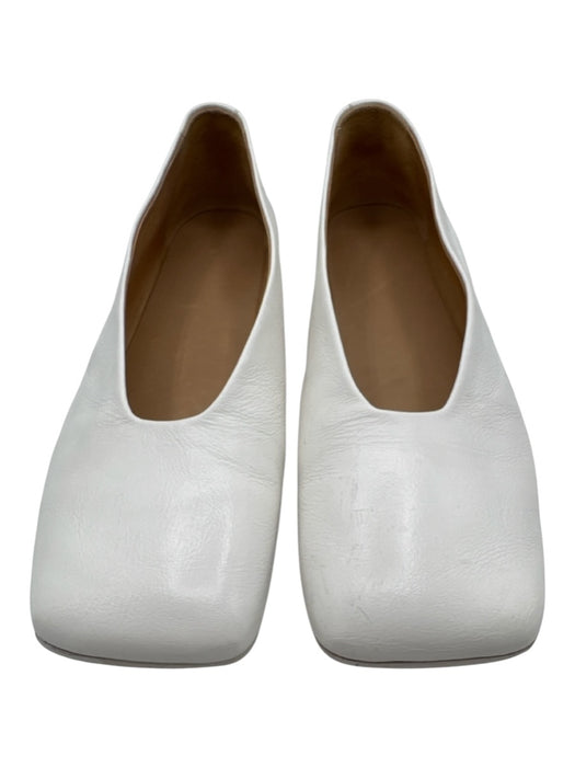 Marsell Shoe Size 38 White Leather Square Toe Ballet Flats White / 38