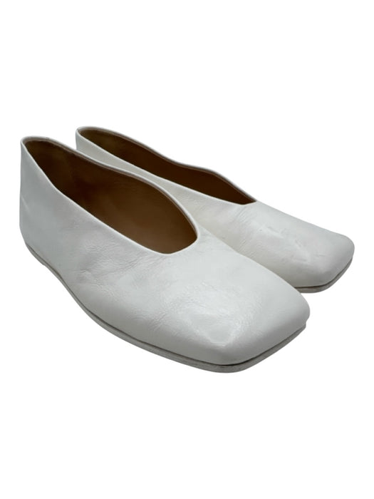 Marsell Shoe Size 38 White Leather Square Toe Ballet Flats White / 38