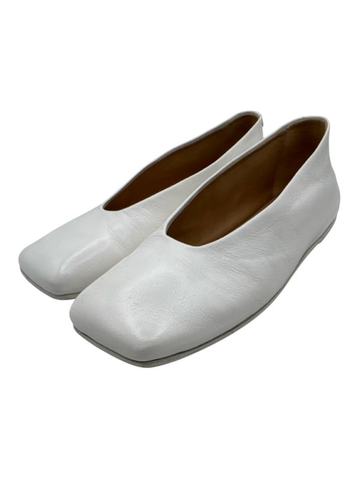 Marsell Shoe Size 38 White Leather Square Toe Ballet Flats White / 38
